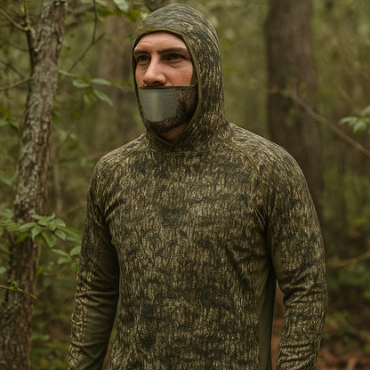 TWS UPF 50+Men's Hunting Shirts with Mask Long Sleeve Camo Fishing Hoodie