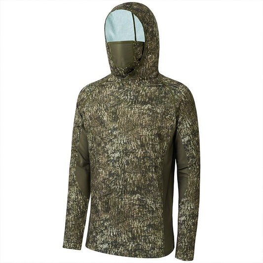 TWS UPF 50+Men's Hunting Shirts with Mask Long Sleeve Camo Fishing Hoodie