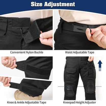 G3 Combat Trousers with Knee Pads Rip-Stop Tactical Trousers Black
