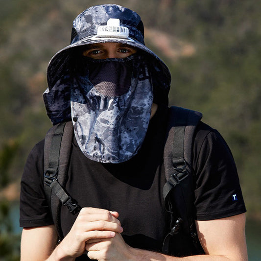 USB Charging Powered Fan Hat UPF 50+ Protection Fishing Cap with Sun Protection Face Mask