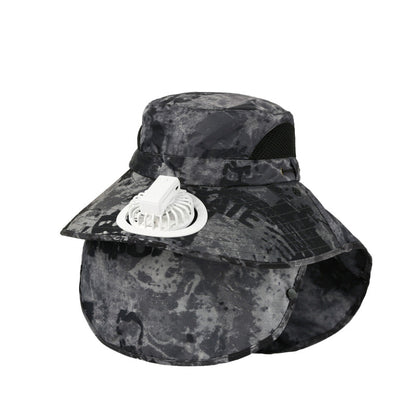 USB Charging Powered Fan Hat UPF 50+ Protection Fishing Cap with Sun Protection Face Mask